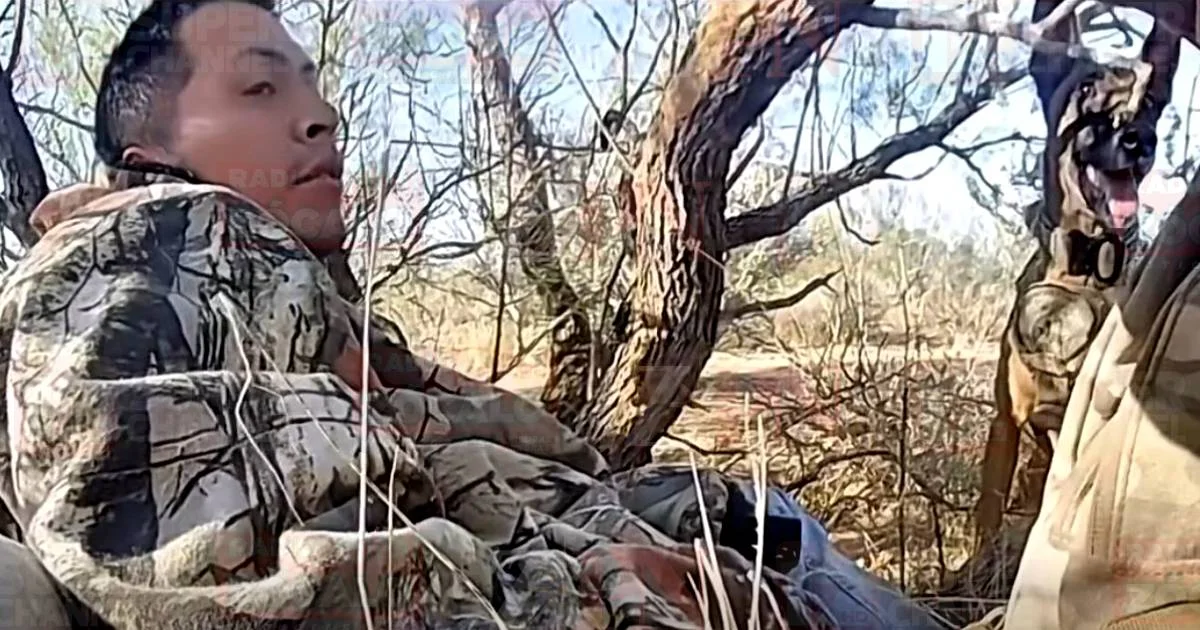 Perro rastreador K9 localiza a migrante irregular en operativo fronterizo conjunto entre Texas DPS y Patrulla Fronteriza estadounidense.