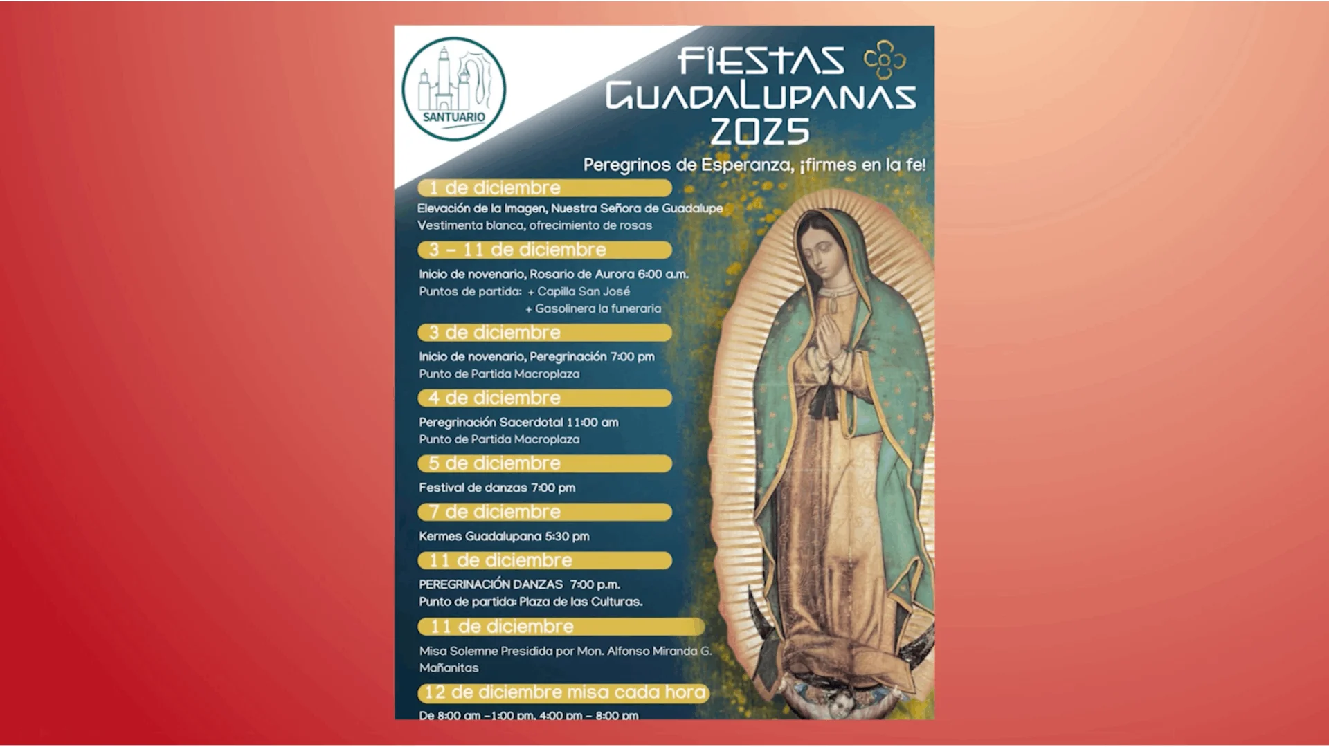 El lunes se elevará imagen de la Virgen que data del 1923.