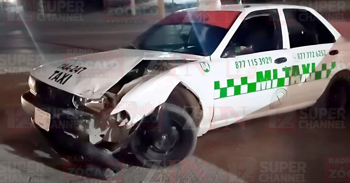 Taxi sufre daños frontales tras choque