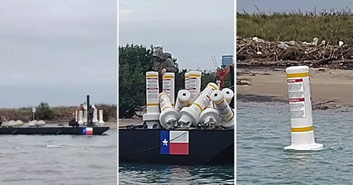 Embarcaciones de EU instalan boyas para dividir el Río Bravo en Playa Bagdad