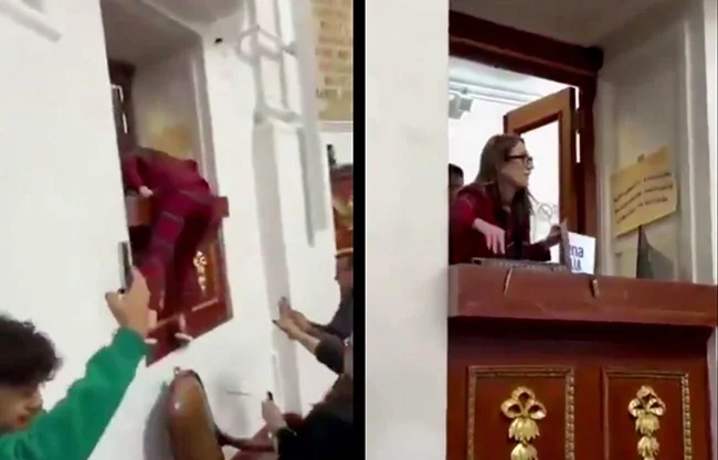 Diputada que saltó a balcón durante trifulca en Congreso de CDMX denuncia persecución