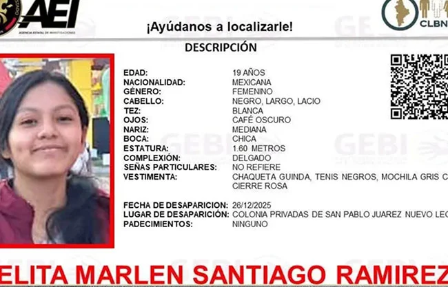 Celita Marlen Santiago Ramírez fue vista por última vez en la colonia Privadas de San Pablo el pasado 26 de diciembre.