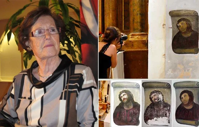 Giménez saltó a la fama, sin desearlo en absoluto, al conocerse el polémico resultado de la restauración de esta pintura al fresco