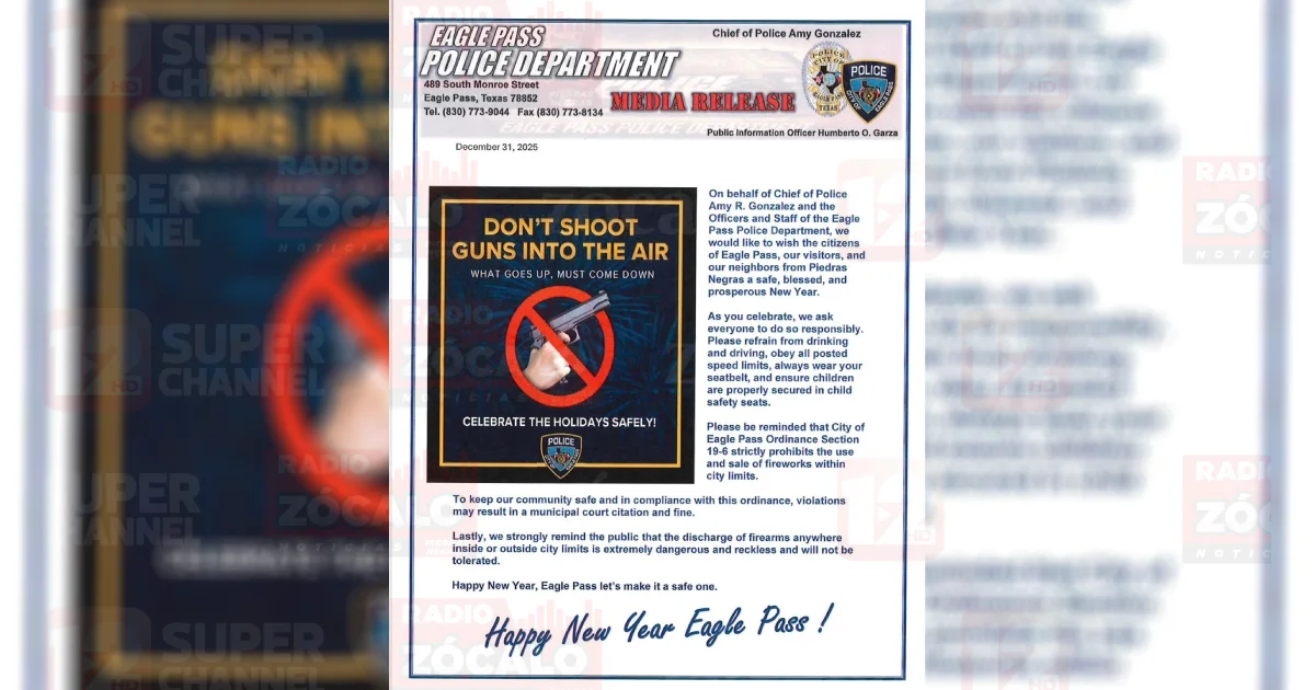 Autoridades recuerdan prohibición de fuegos artificiales y armas en la ciudad