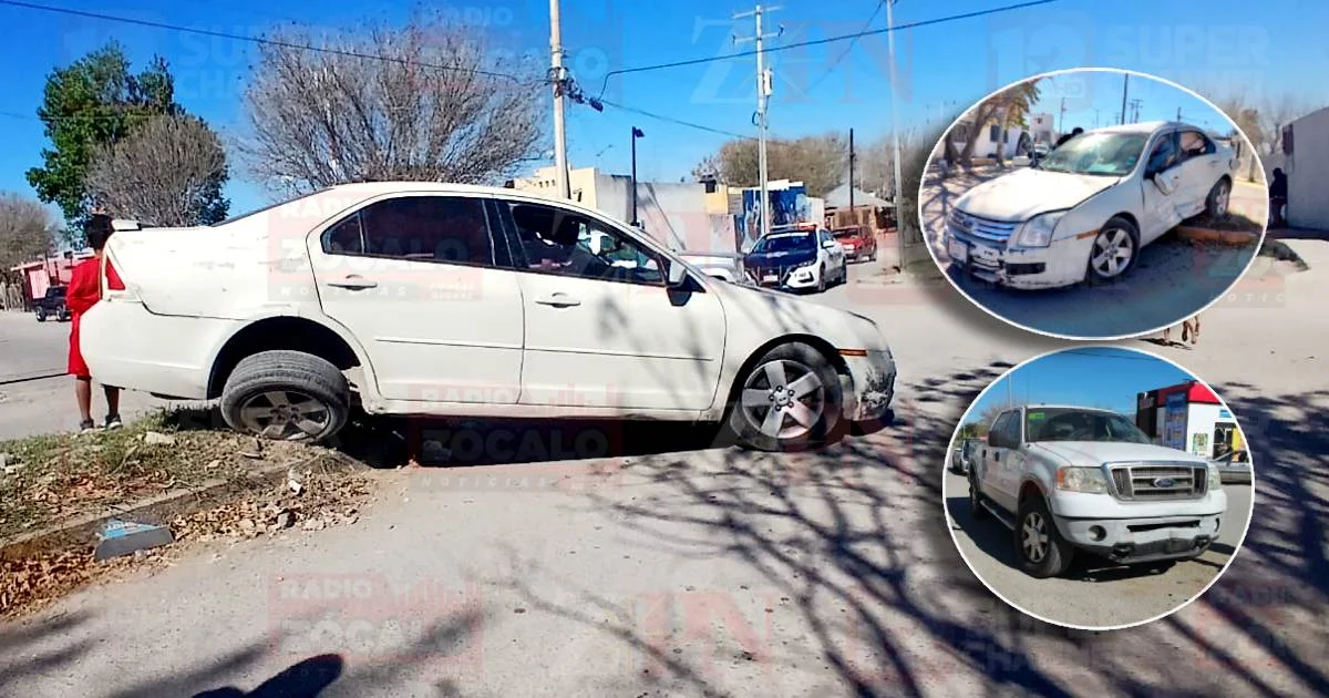 Vehículo destrozado tras causar choque con camioneta