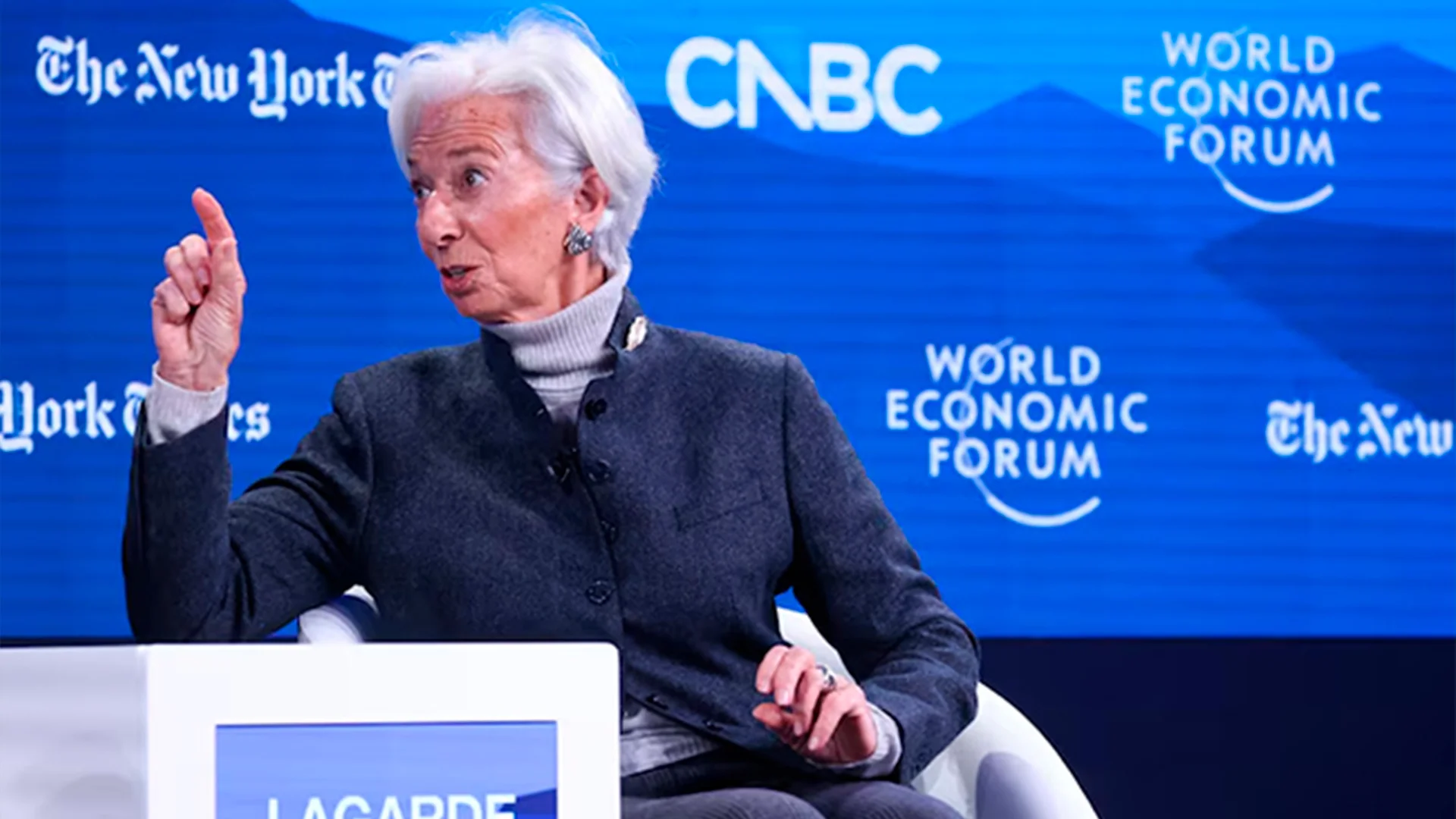 Presidenta del Banco Central Europeo abandona discurso de secretario del Comercio de EU en Davos