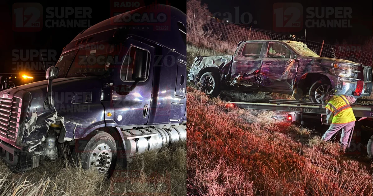 Colisionan tráiler y pick up en la carretera 277