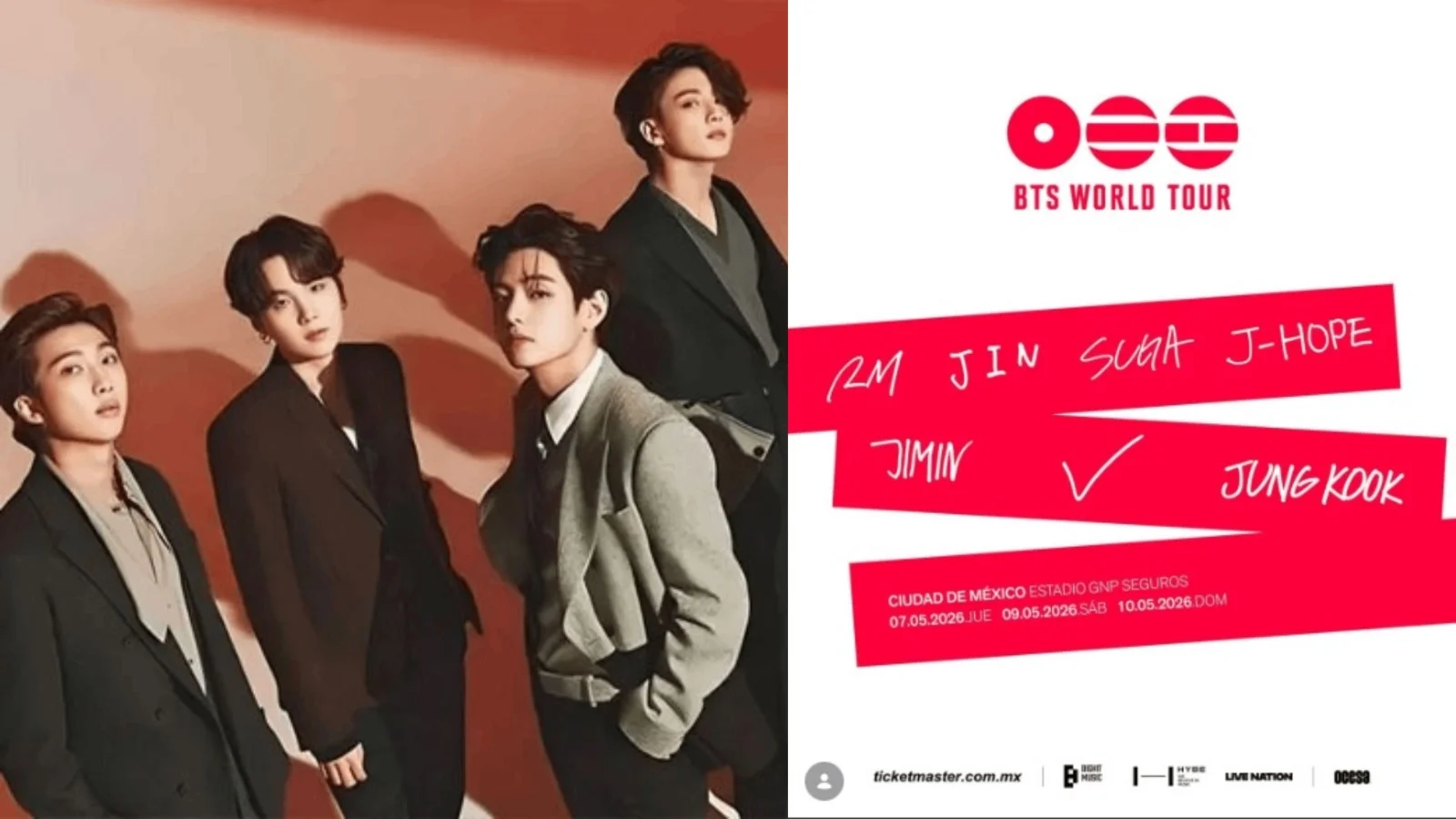 El grupo tiene programadas tres fechas: 07, 09 y 10 de mayo de 2026.