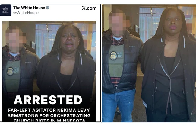 Altera Casa Blanca foto de manifestante contra ICE