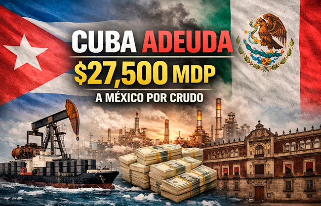 Estiman que Cuba adeuda 27 mil 500 mdp a México por crudo