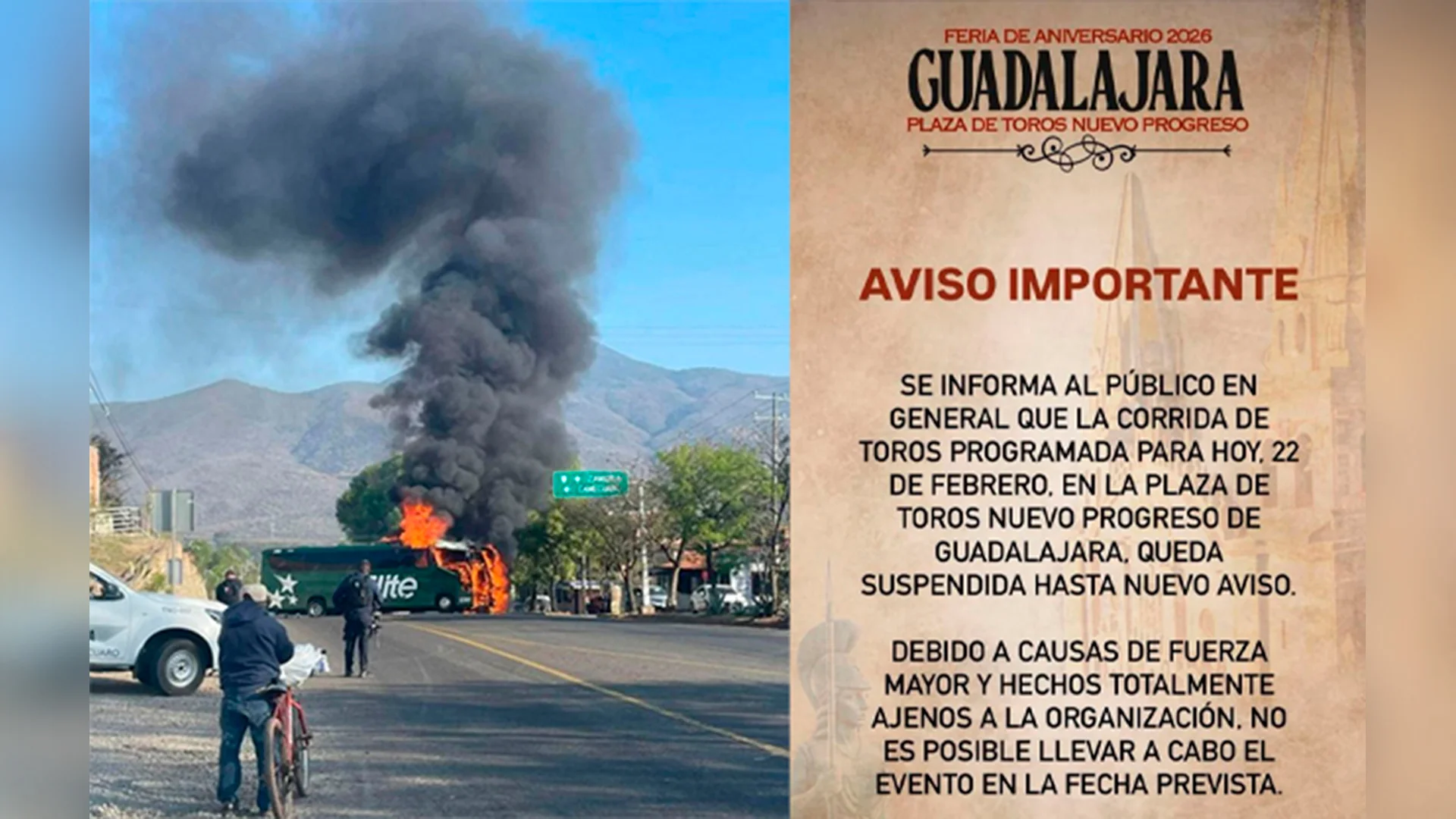 El operativo del Ejército provocó la suspensión de corridas de toros en Guadalajara, el clásico femenil así como un partido de la Liga de Expansión.