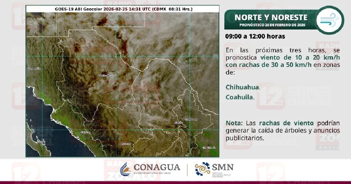 Protección Civil de Coahuila alerta por fuertes ráfagas de viento