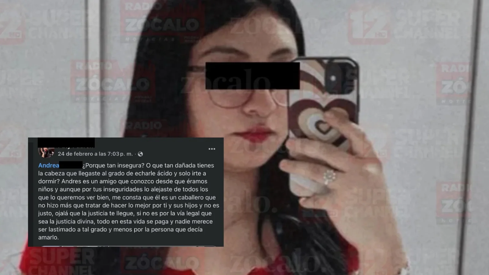 A través de sus redes sociales, la denunciante afirmó que Andrea “N” se tomó personal una publicación en Facebook que hizo a favor del joven agredido con ácido.