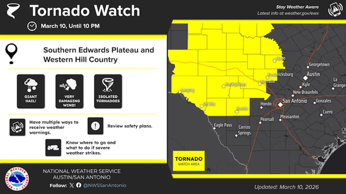 Autoridades de Eagle Pass y Condado de Maverick emiten alerta por clima severo y posibles tornados