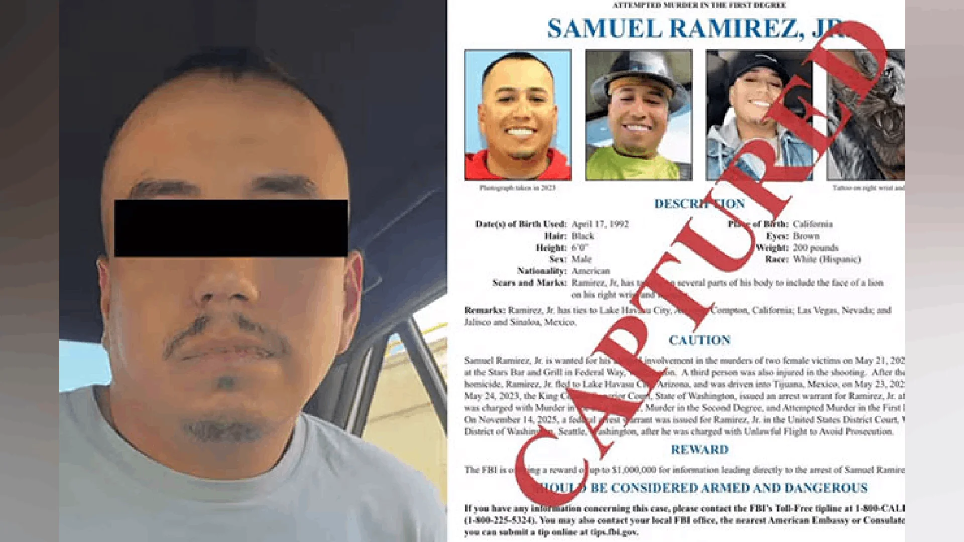 Harfuch confirma detención de Samuel Ramírez Jr., uno de los más buscados por el FBI