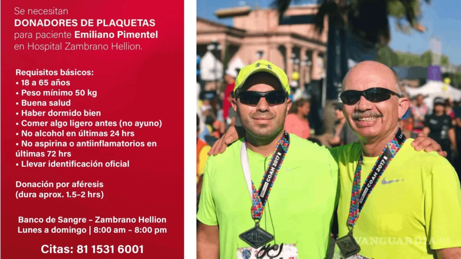 Solicitan donación de plaquetas para el chef Emiliano Pimentel, hijo del secretario de Gobierno de Coahuila, Óscar Pimentel