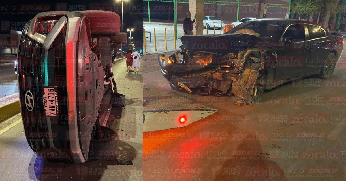 Conductor ebrio provoca choque-volcadura en el libramiento Mendoza Berrueto; dos lesionados