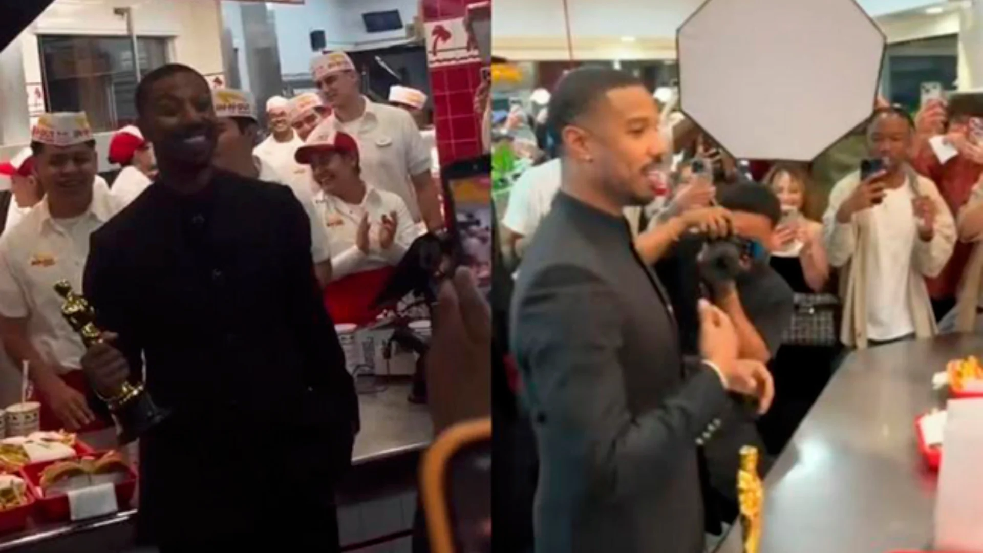 Michael B. Jordan celebró su Oscar con hamburguesas y papas en In N Out