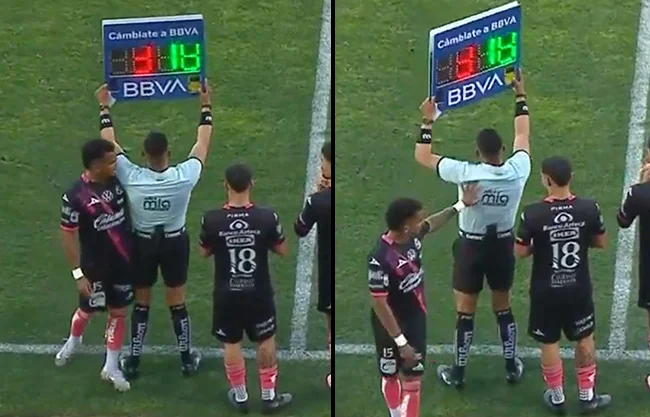 Jugador del Puebla es expulsado tras empujar al cuarto árbitro al salir de cambio
