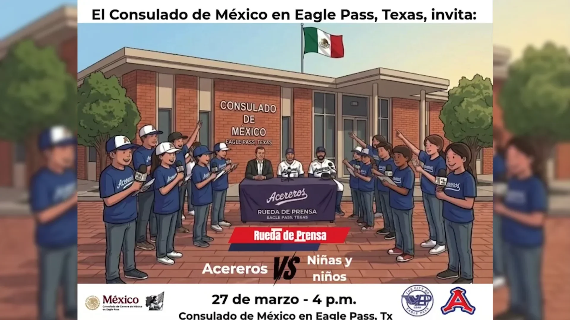 Consulado de México en Eagle Pass organiza rueda de prensa infantil con Acereros