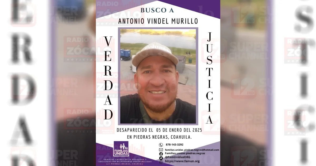 Familiares piden apoyo para localizar hombre desaparecido en Piedras Negras