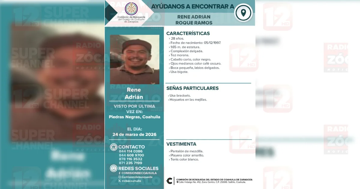 Emiten ficha de búsqueda por joven desaparecido