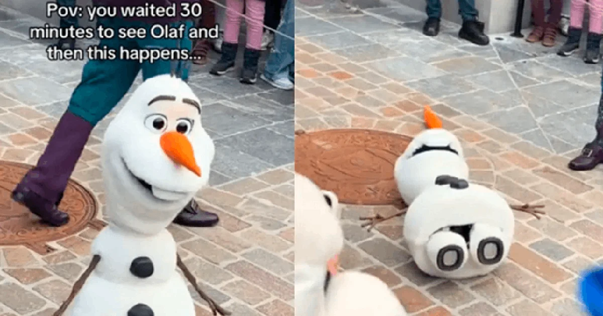 ‘Se ha derretido, literalmente’: El robot de Olaf sufre caída viral en parque de Disney