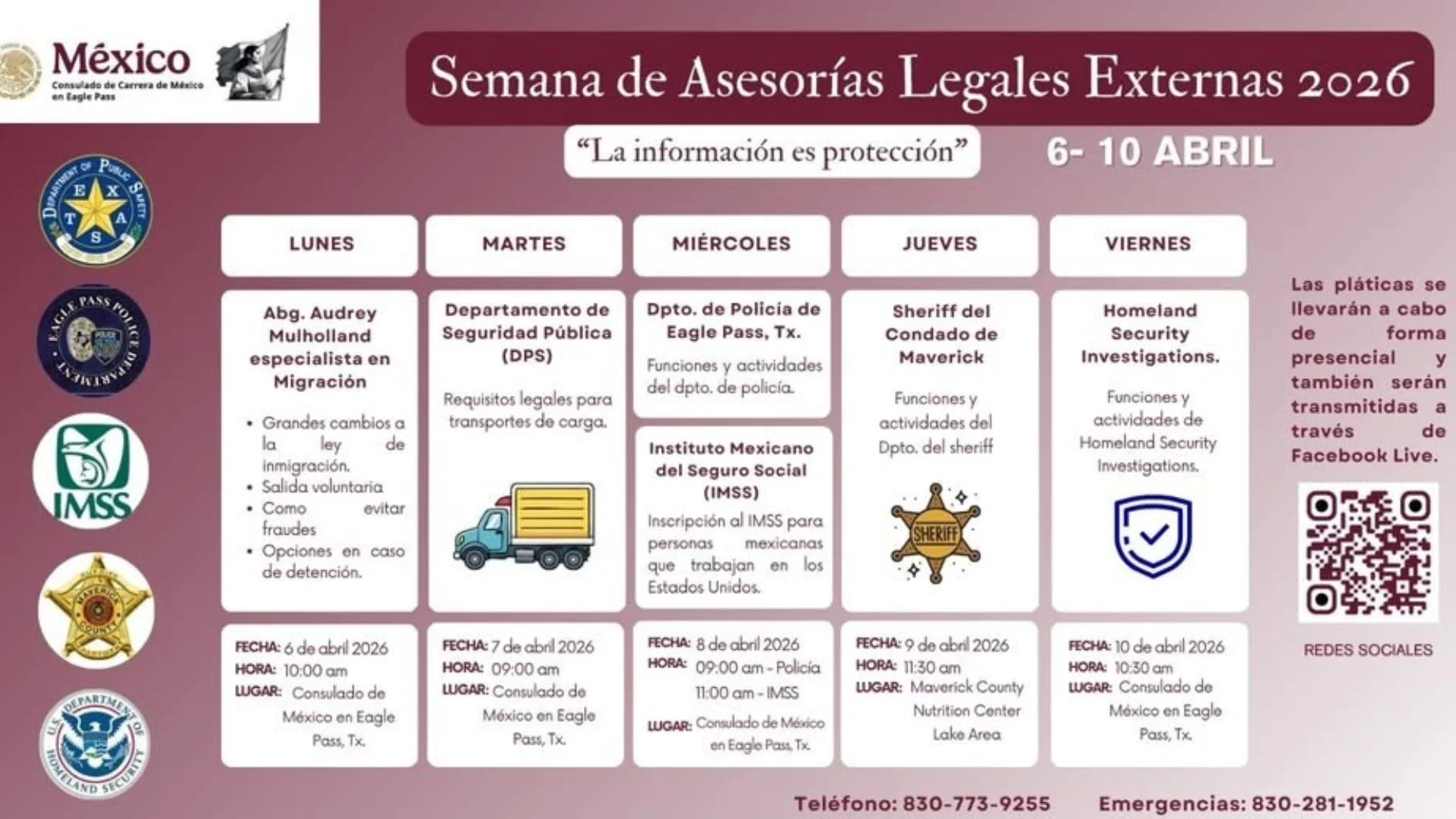 Consulado en Eagle Pass anuncia jornadas intensivas de asesoría legal y financiera