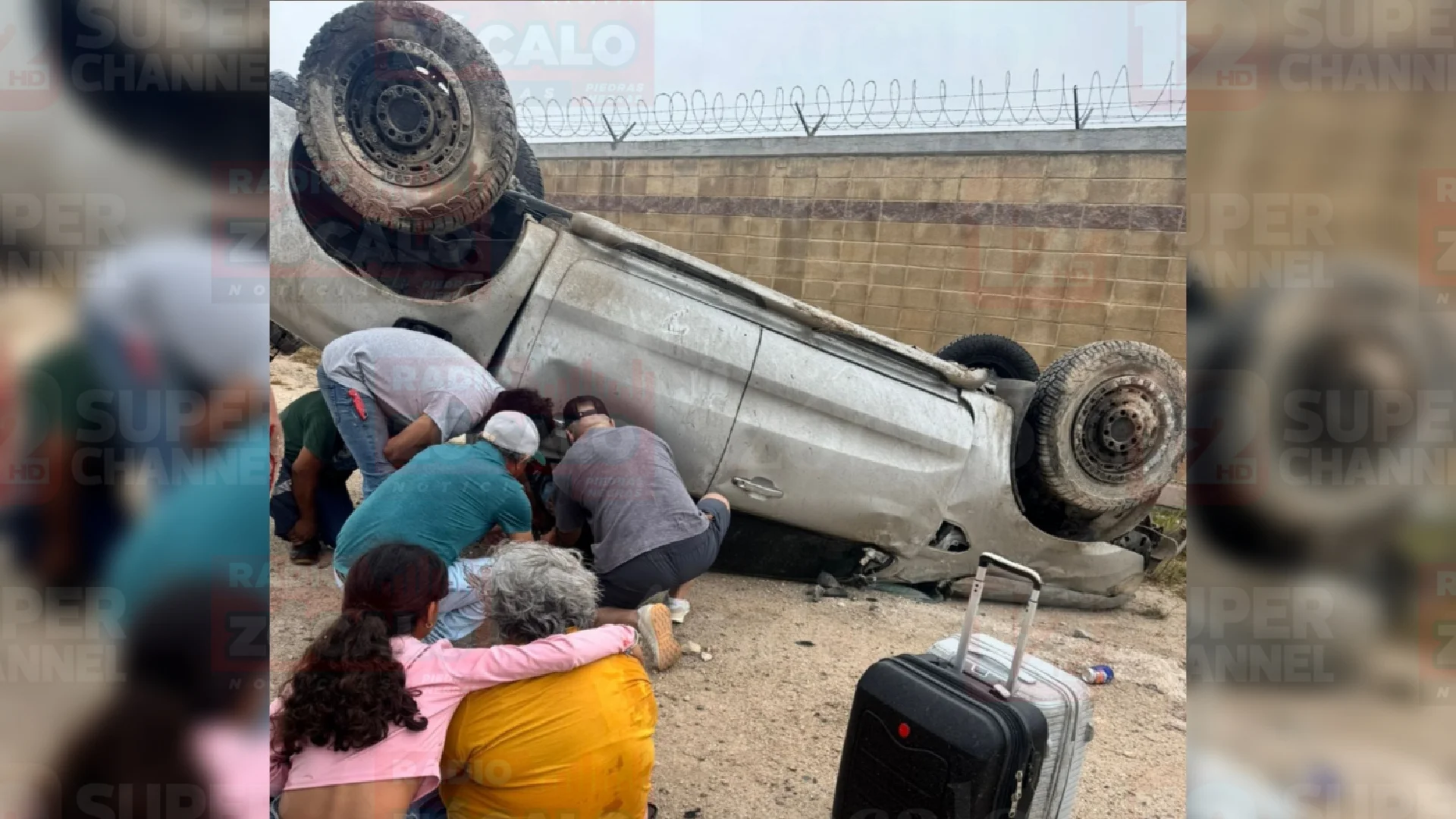 Familia vuelca en carretera 57 sobre los límites Nava-Piedras Negras