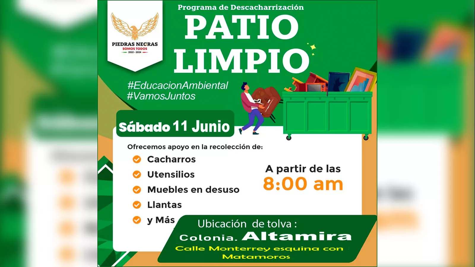 La tolva estarÃ¡ ubicada en el cruce de las  calles Monterrey y Matamoros.