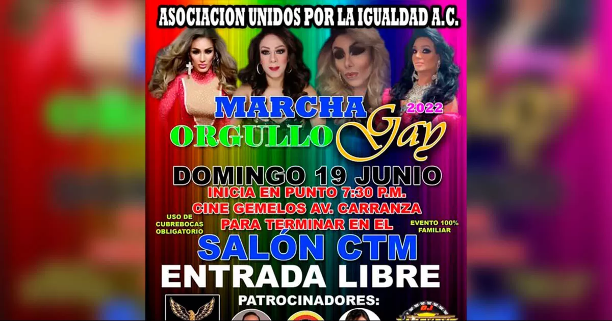 La marcha por el orgullo gay terminarÃ¡ en un evento en las instalaciones de la CTM.