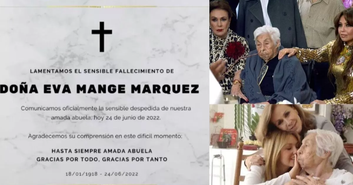 Muere doña Eva Mange, abuela de Thalía y Laura Zapata