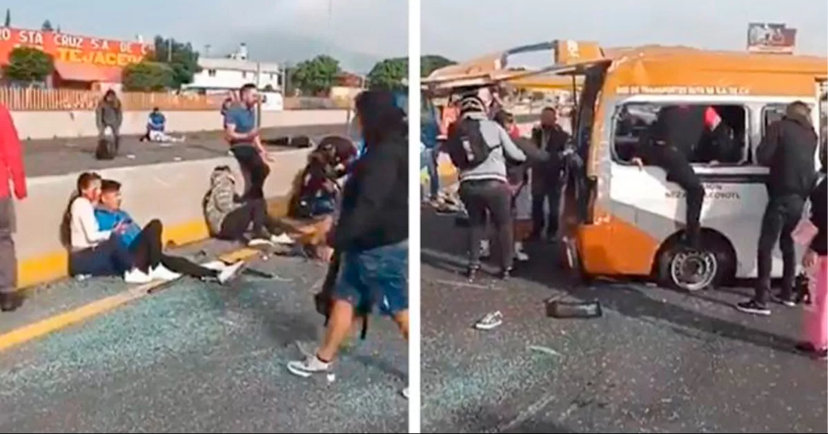 Vuelca combi en la autopista México-Puebla; hay un muerto y 15 heridos