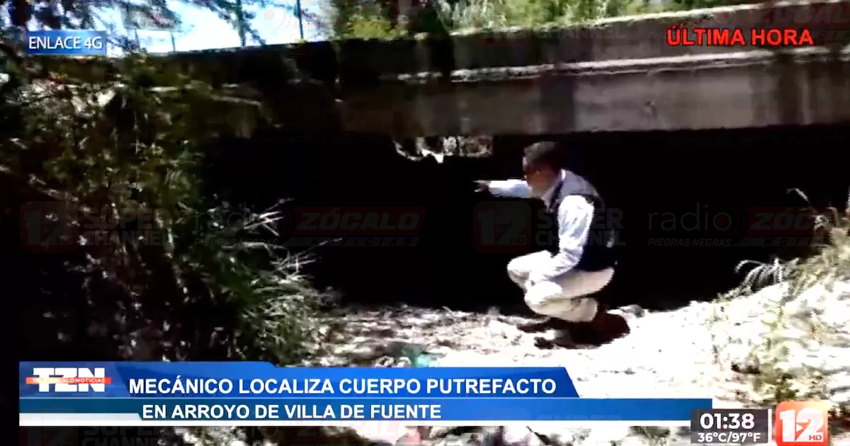 Los restos en descomposiciÃ³n de quien se cree podrÃ­a haber sido un indigente fueron localizados debajo de un puente que cruza el arroyo Los Sabinitos en Villa de Fuente, frente a una conocida gasera
