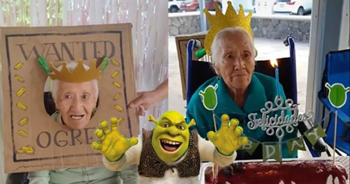 Abuelita celebra su cumpleaños al estilo de Shrek, su película favorita