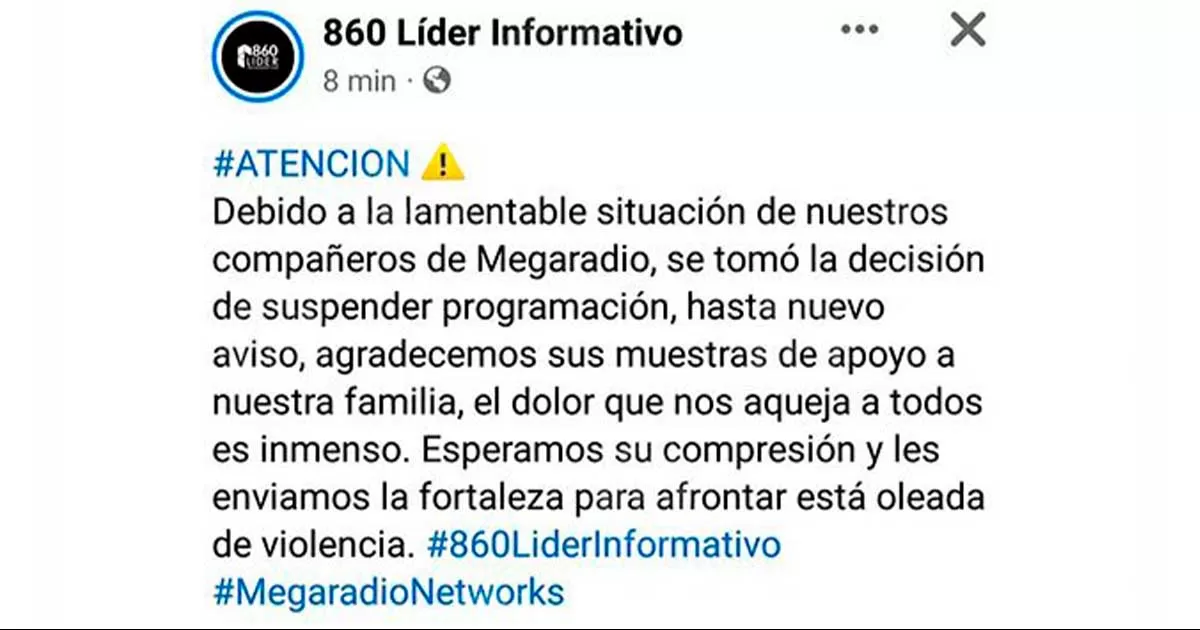 Suspende programación estación de radio 860 am tras asesinato de sus compañeros