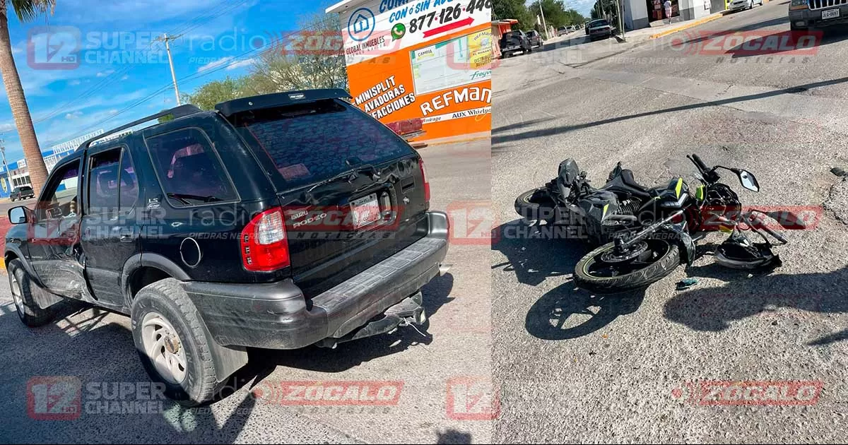 El conductor de la camioneta al atravesar el Eje Central no se percata de que la motocicleta circulaba a pocos metros del cruce.