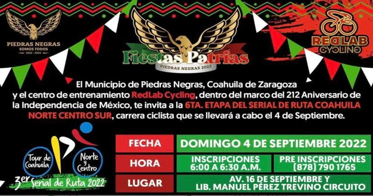 Ã‰ste domingo, con el Serial de Ciclismo de Ruta, continÃºan los eventos variados que se han preparado para celebrar el Mes de la Patria, los cuales se extienden hasta el prÃ³ximo 18 de septiembre