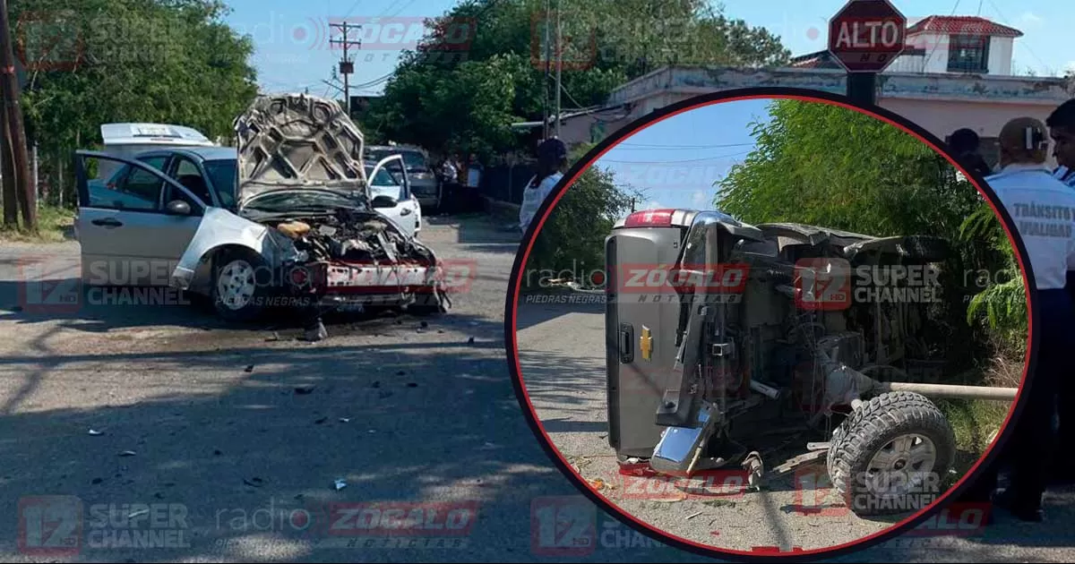 Niño lesionado y cuantiosos daños materiales deja choque volcadura por pasarse el alto en PN