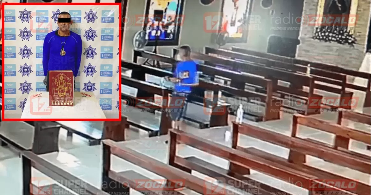 ¡Ni a a la Iglesia respetan! Atrapan a sujeto tras robarse libro religioso en Acuña