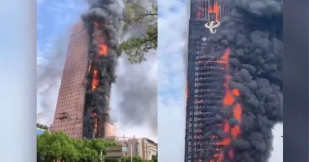 El incendio engullÃ³ al edificio de oficinas, de mÃ¡s de 200 metros de altura