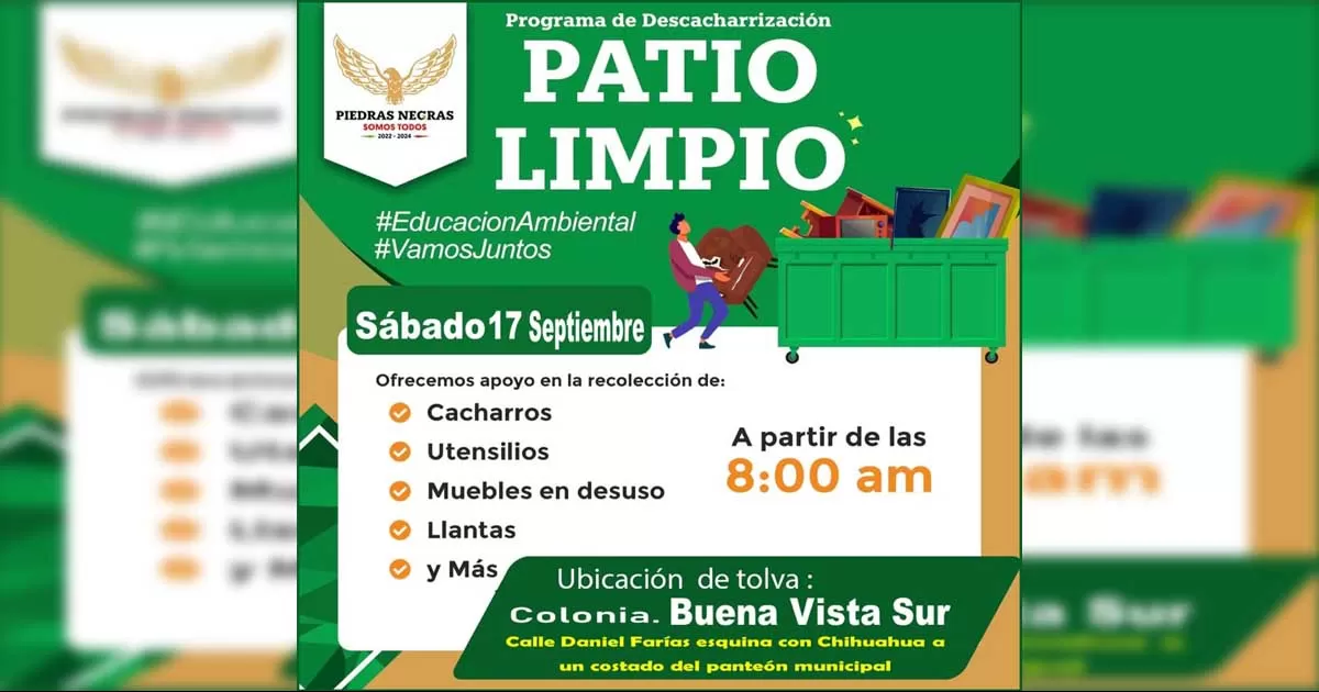 Las tolvas estarÃ¡n ubicadas en el cruce de las calles Daniel FarÃ­as y Chihuahua a un costado del PanteÃ³n Municipal.