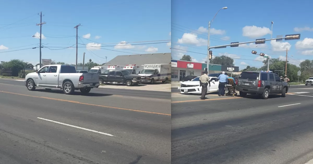 Deportivo y pick up chocan en Del Rio blvd.