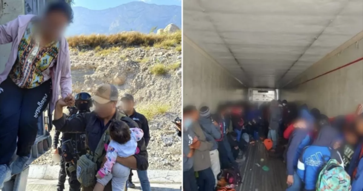 Encuentran a 108 migrantes en caja de tráiler en autopista Saltillo-Monterrey