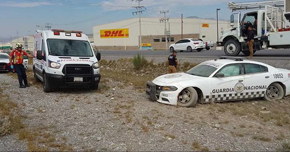 Se accidenta elemento de la Guardia Nacional en Libramiento de Ramos Arizpe