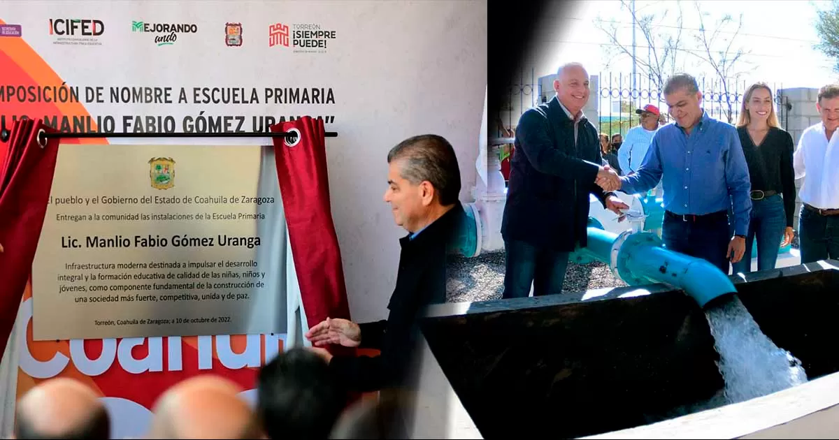 En La Laguna, inaugura MARS obras de infraestructura educativa e hidráulica por más de 15 MDP