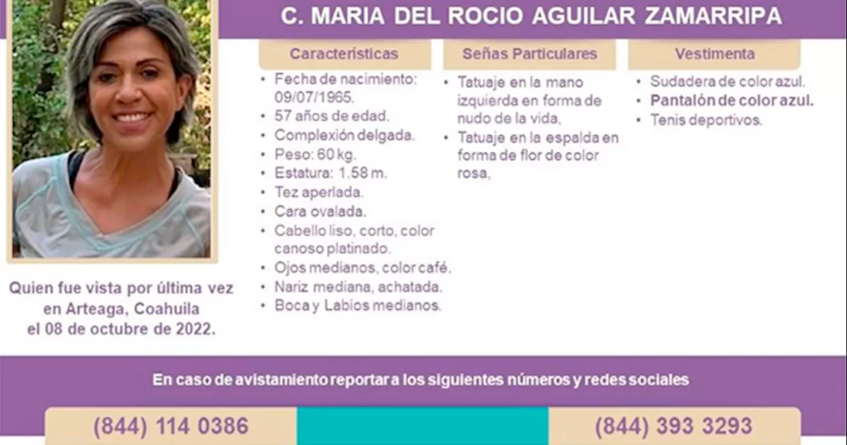 La ComisiÃ³n Estatal de BÃºsqueda, pidiÃ³ a la comunidad que en caso de ubicarla, reportar la ubicaciÃ³n de la mujer a travÃ©s de sus redes sociales.