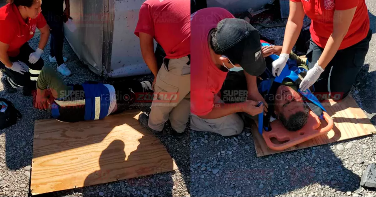 Ponchadura de llanta provoca aparatosa volcadura en la carretera 57