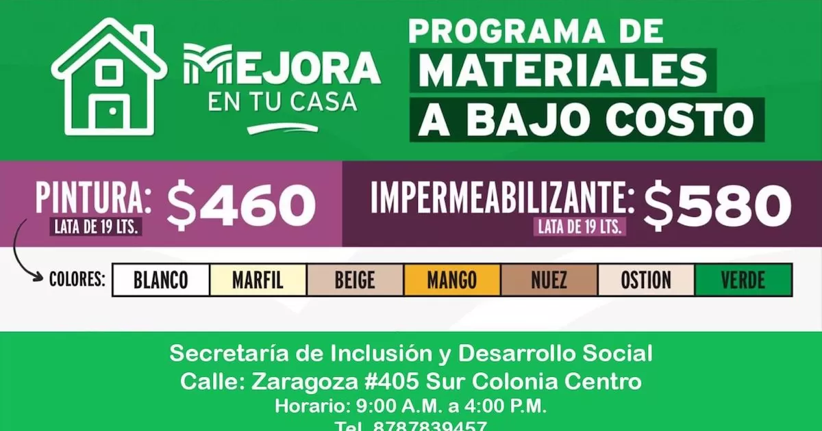 Amplían programa de banco de materiales con venta de  pintura e impermeabilizantes