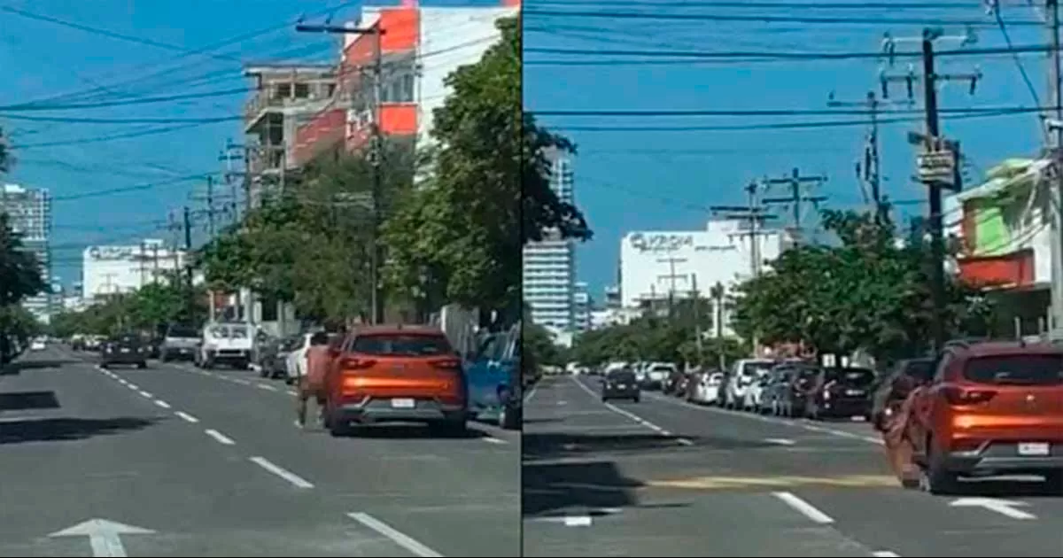 México mágico: Vagabundo sin ropa se cuelga de camioneta en Veracruz